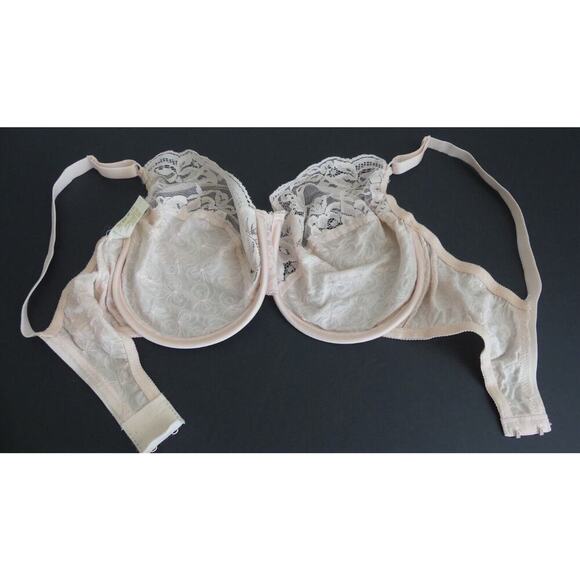 Vtg Victoria's Secret Bra 36D Pink Embroidered Bow Lace Gold Label Bralette 80s - Picture 5 of 8